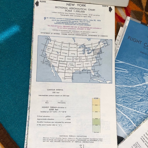 VINTAGE MAPS  AERONAUTICAL CHARTS TOPOGRAPHICAL MAPS &TEST GUIDE FOR PILOTS - Picture 6 of 16